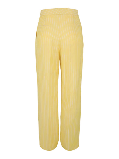 Fabiana Filippi Viscose and Linen Pinstripe Pants in Canarino/Blanco