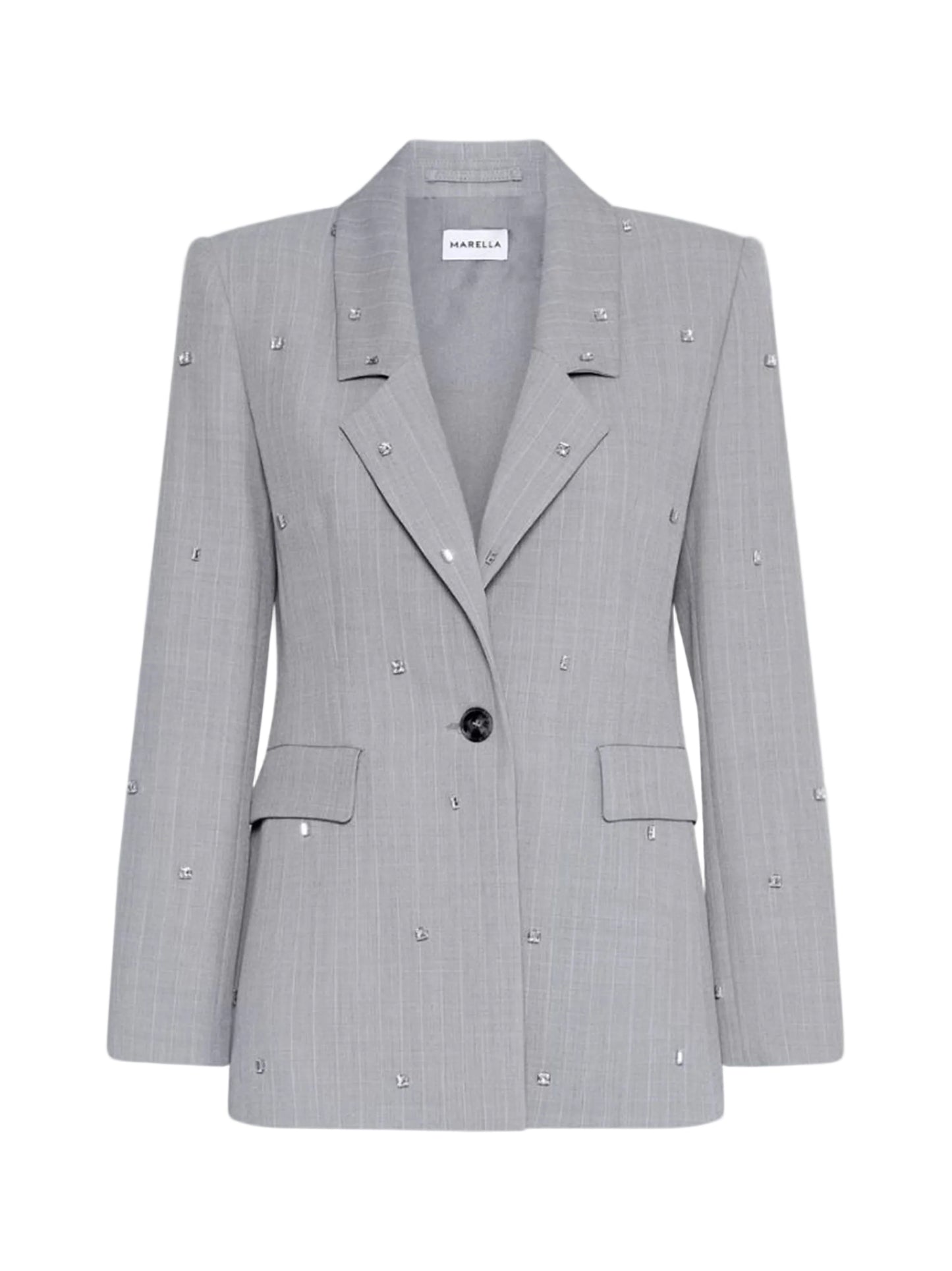 Marella MLLPASSO Embellished One Button Blazer in Light Melange