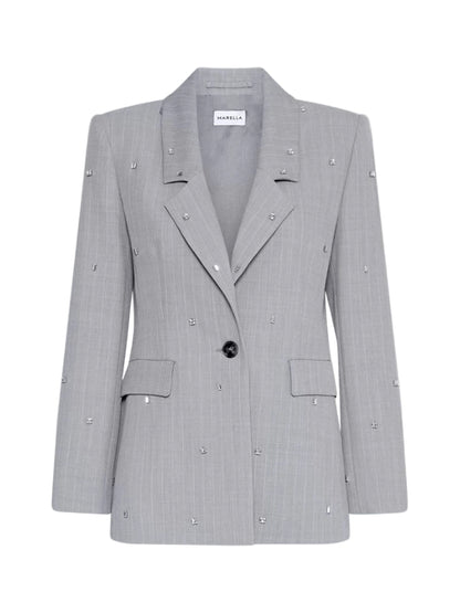 Marella MLLPASSO Embellished One Button Blazer in Light Melange
