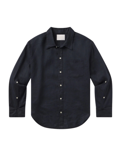 Citizens of Humanity Kayla Shrunken Linen Shirt in True Navy