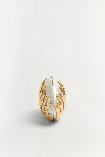 Simkhai Dylan Coral Clutch in Ivory Gold