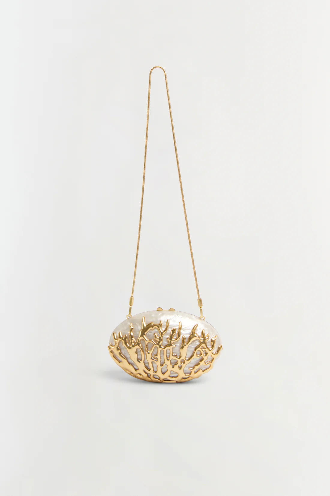 Simkhai Dylan Coral Clutch in Ivory Gold
