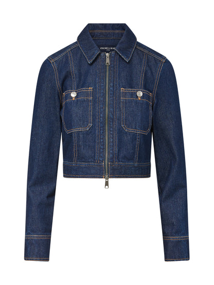 Veronica Beard Patty Fitted Long Sleeve Jacket in Indigo Rinse