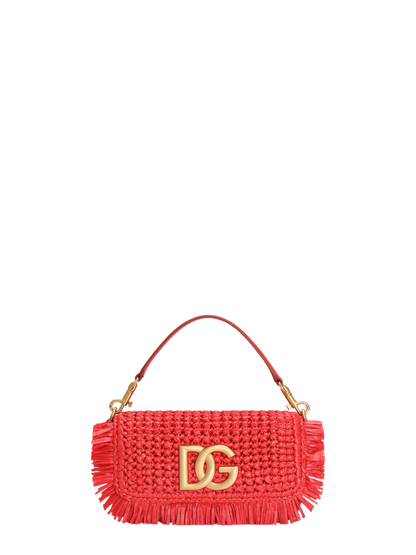 Dolce & Gabbana 3.5 Shoulder Bag in Raffia in Poppy Red