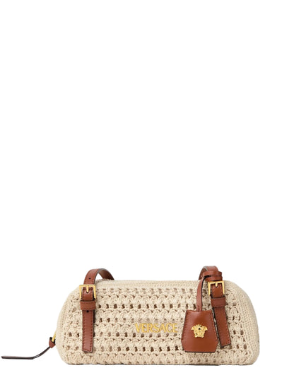 Versace Tag Raffia Bowling Bag