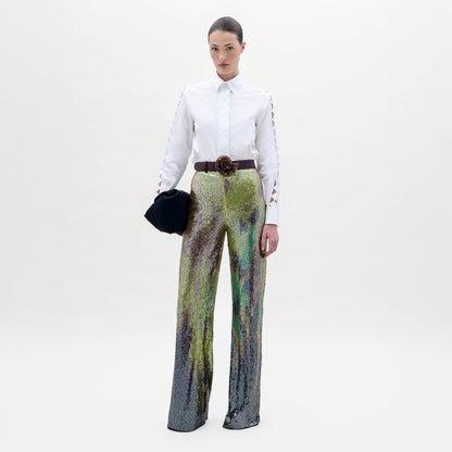 Silvia Tcherassi Dalal Pant in Abstract Forest Print