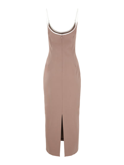 Paris Georgia Heart Dress With Pebble in Coffee and Cream
