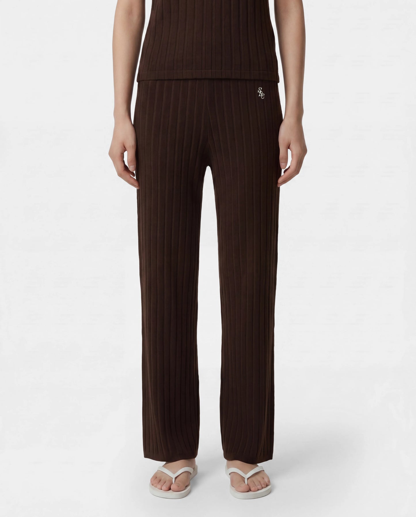 Sporty & Rich SRC Ribbed Trousers in Cioco