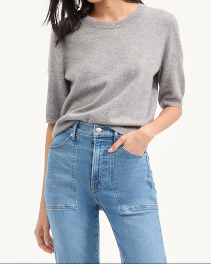 Veronica Beard Shana Cashmere Sweater in Heather Grey