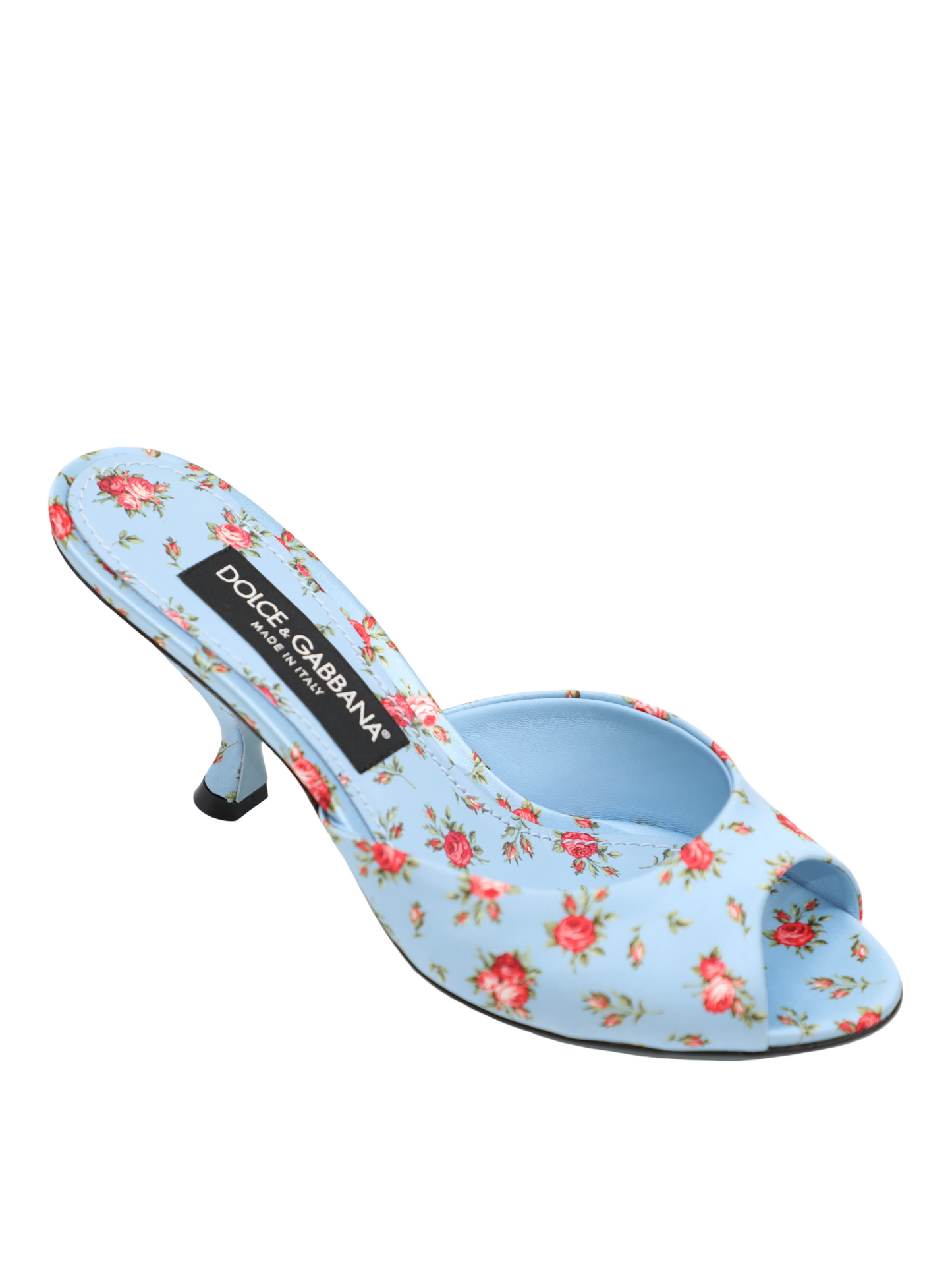 Dolce & Gabbana Keira Satin Mules with Little Roses Print