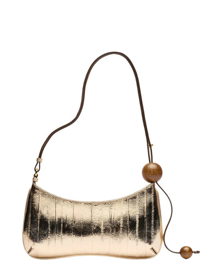 Jacquemus Le Bisou Perle Beaded Shoulder Bag in Gold