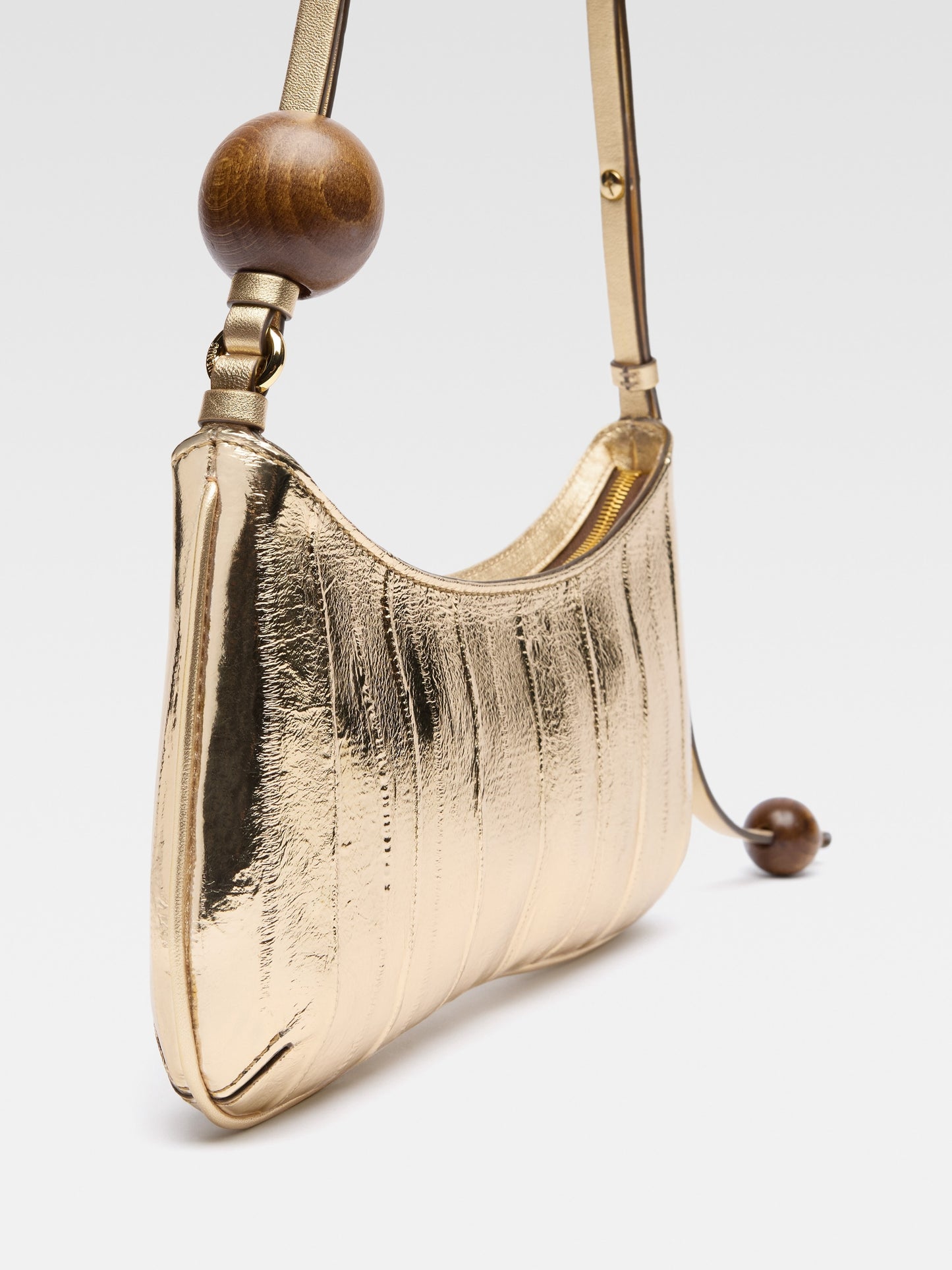 Jacquemus Le Bisou Perle Beaded Shoulder Bag in Gold