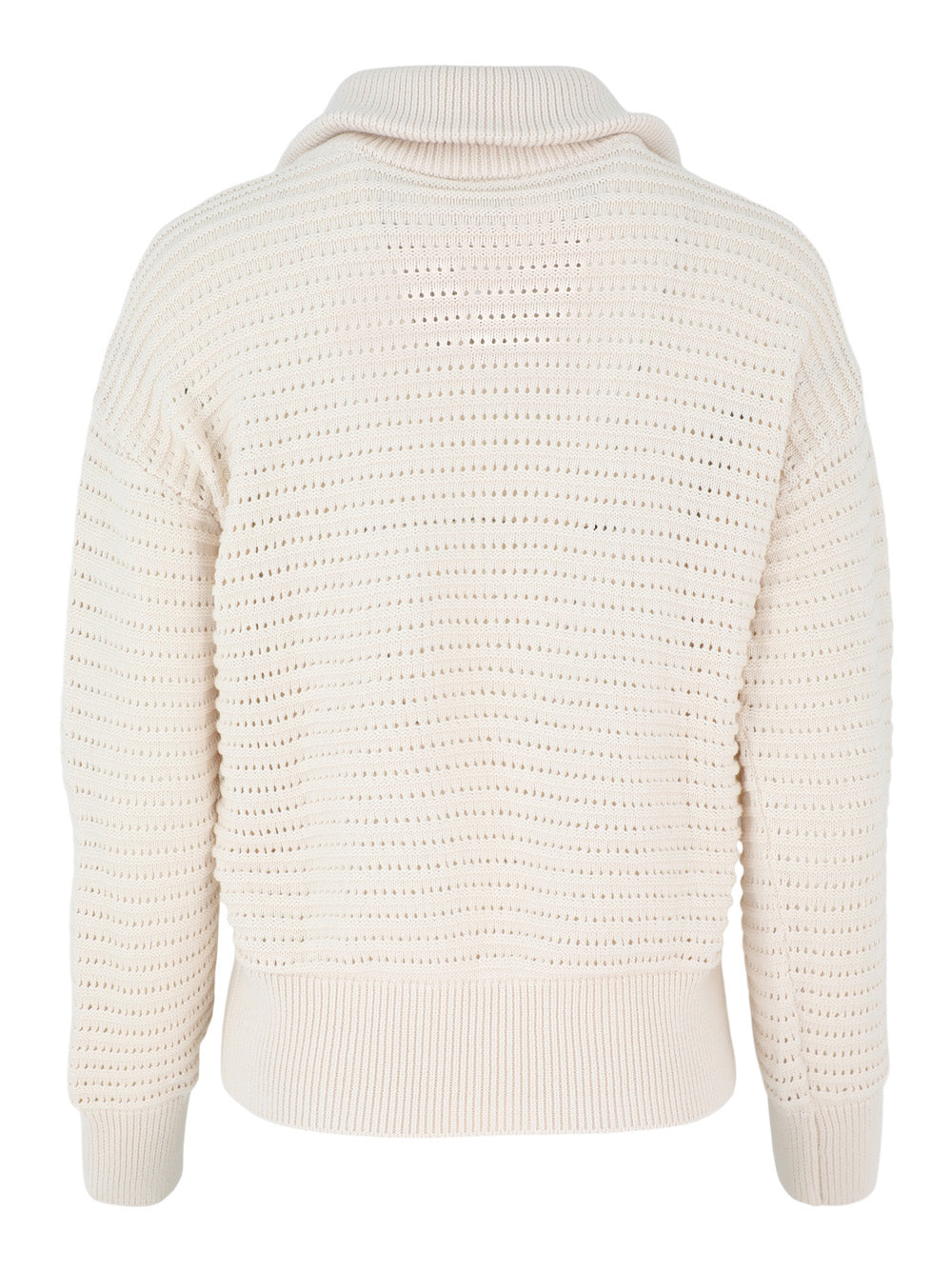 Varley Tara Pointelle Half-Zip Knit in Egret