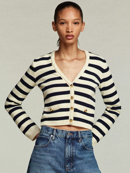 Frame The Harbor Cardigan in Navy Multi