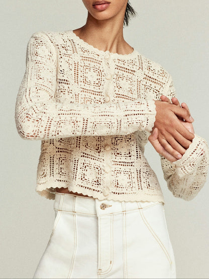 Frame Crochet Cardi in Cream