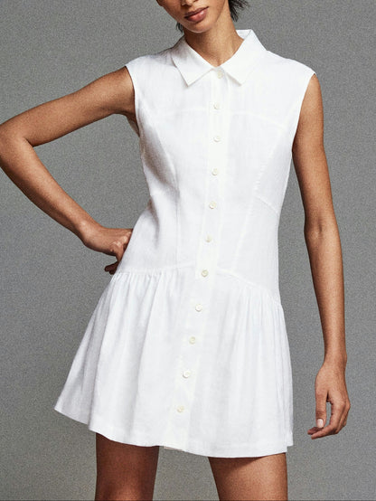 Frame Linen Day Dress in White