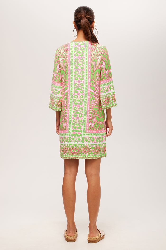 Trina Turk Botanical 3/4-Sleeve Zip Dress in Petra Floral