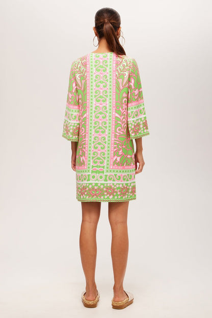 Trina Turk Botanical 3/4-Sleeve Zip Dress in Petra Floral