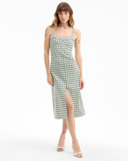 Veronica Beard Colleen Stretch-Linen Mini Dress in Dove Multi
