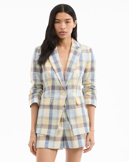 Veronica Beard Clayton Plaid Dickey Jacket in Powder Blue Multi