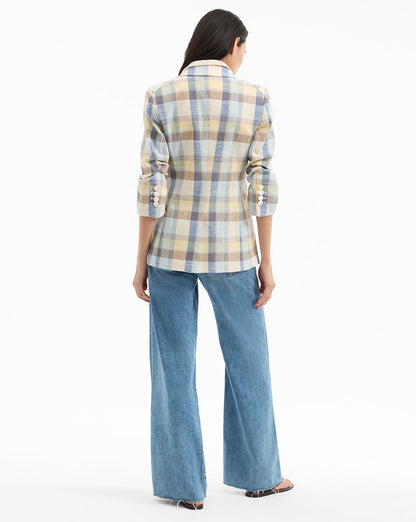 Veronica Beard Clayton Plaid Dickey Jacket in Powder Blue Multi