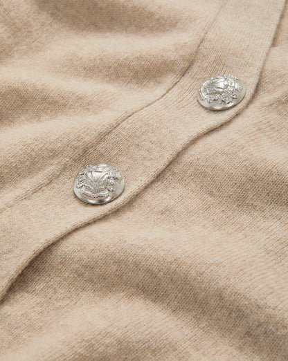 Veronica Beard Solene Cashmere Cardigan in Oatmeal