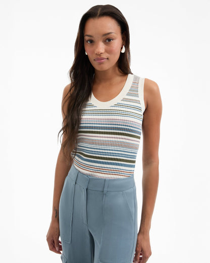 Veronica Beard Ezinna Striped Tank Top in Dove Multi