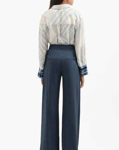 Veronica Beard Delila Blouse in Dove/Blue Lake Multi