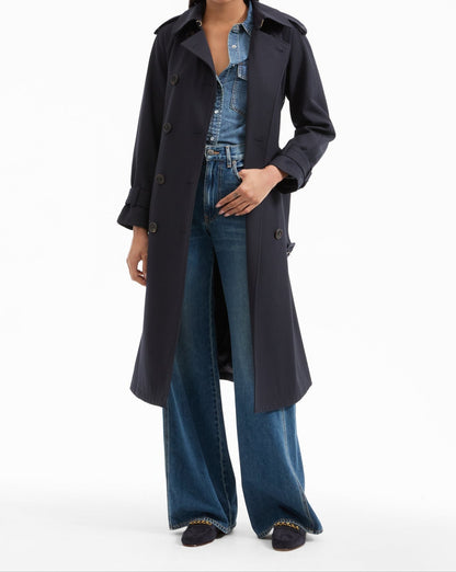 Veronica Beard Conneley Dickey Trench Coat in Navy