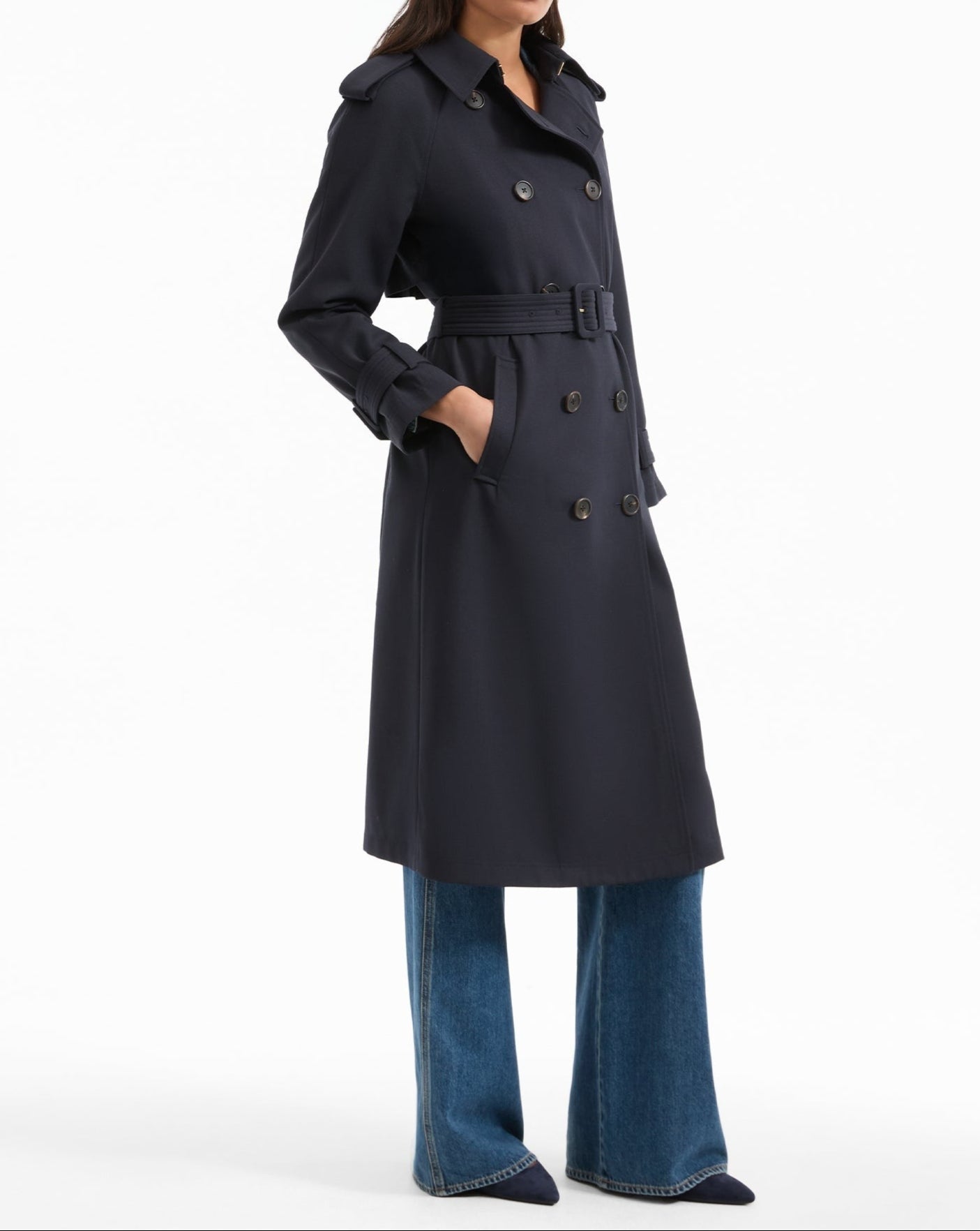 Veronica Beard Conneley Dickey Trench Coat in Navy