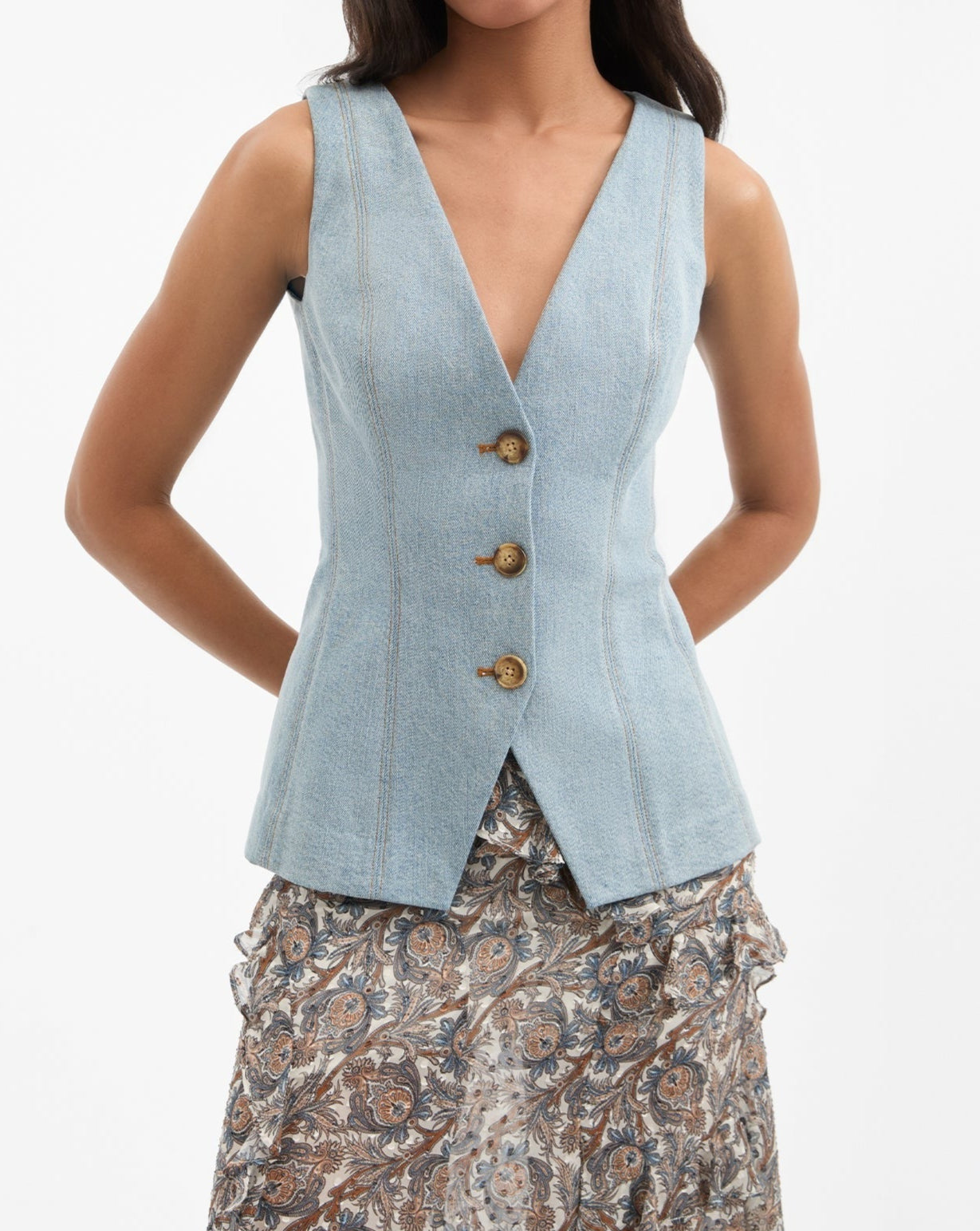 Veronica Beard Avalina Vest in Blue Mirage