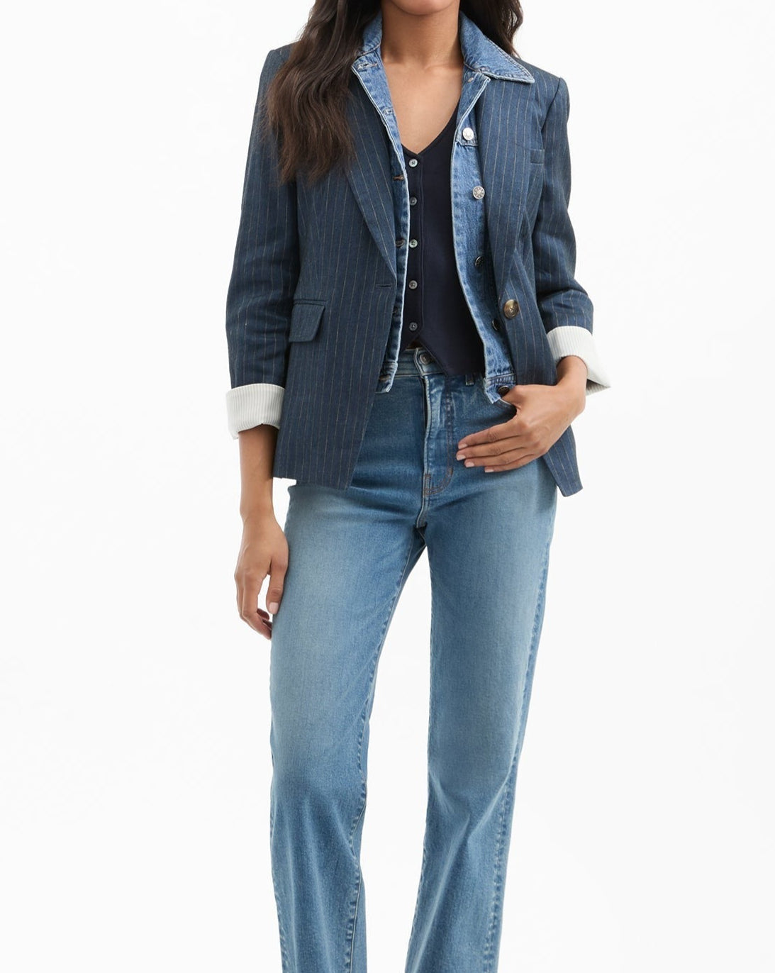 Veronica Beard Obie Dickey Jacket in Blue/Dove