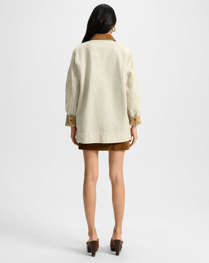 Veronica Beard Abbas Chore Jacket in Light Oatmeal
