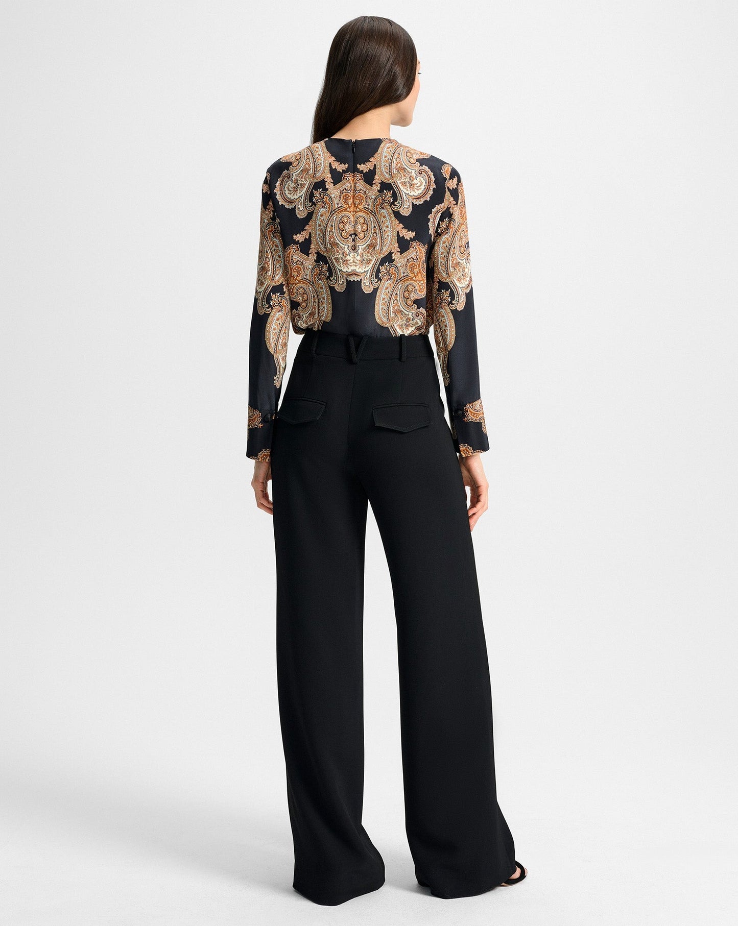 Veronica Beard Karisse Paisley Silk Blouse in Black Multi