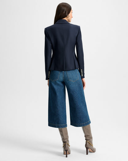 Veronica Beard Rickie Cropped Dickey Jacket in Navy