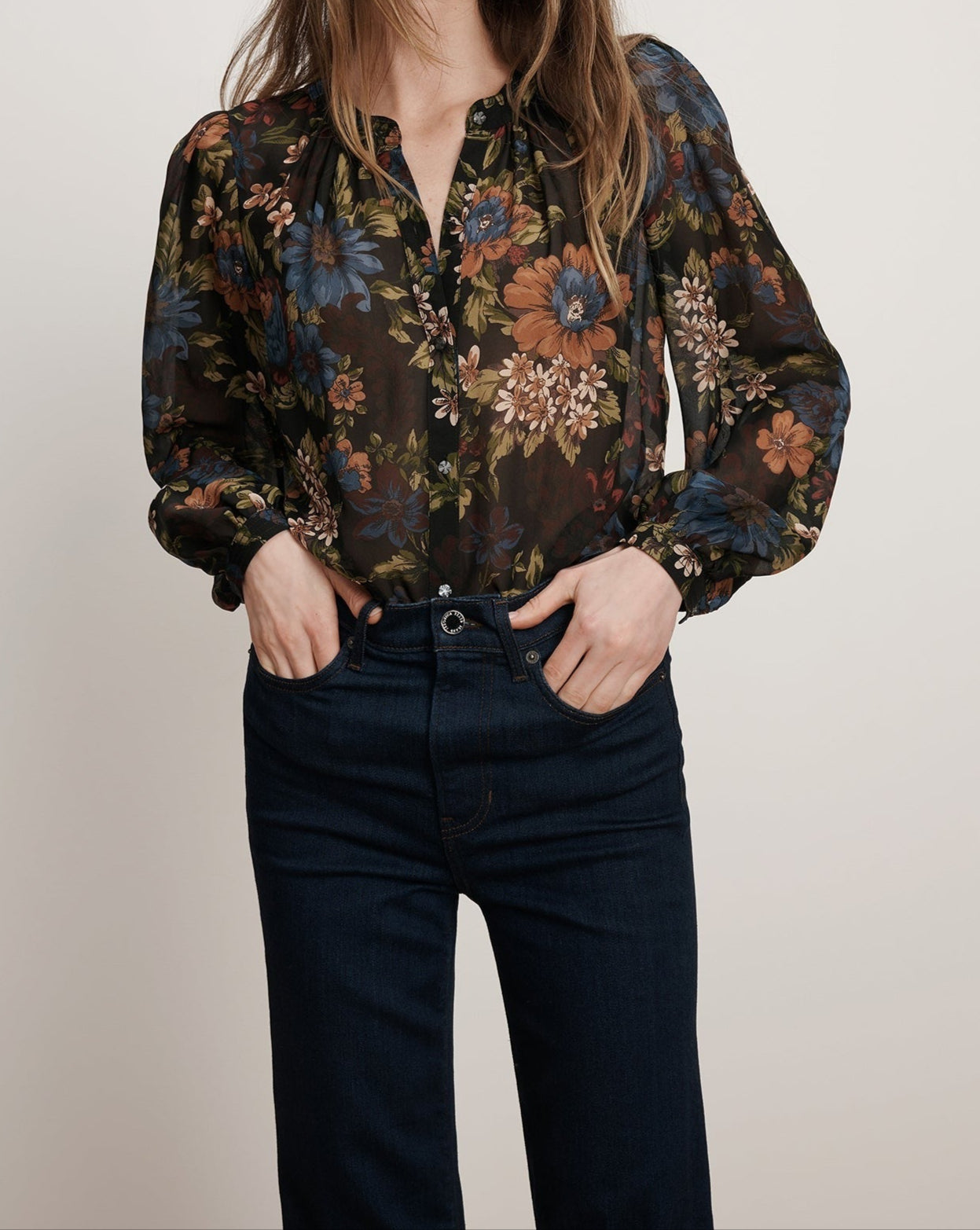 Veronica Beard Ashlynn Blouse in Black Multi