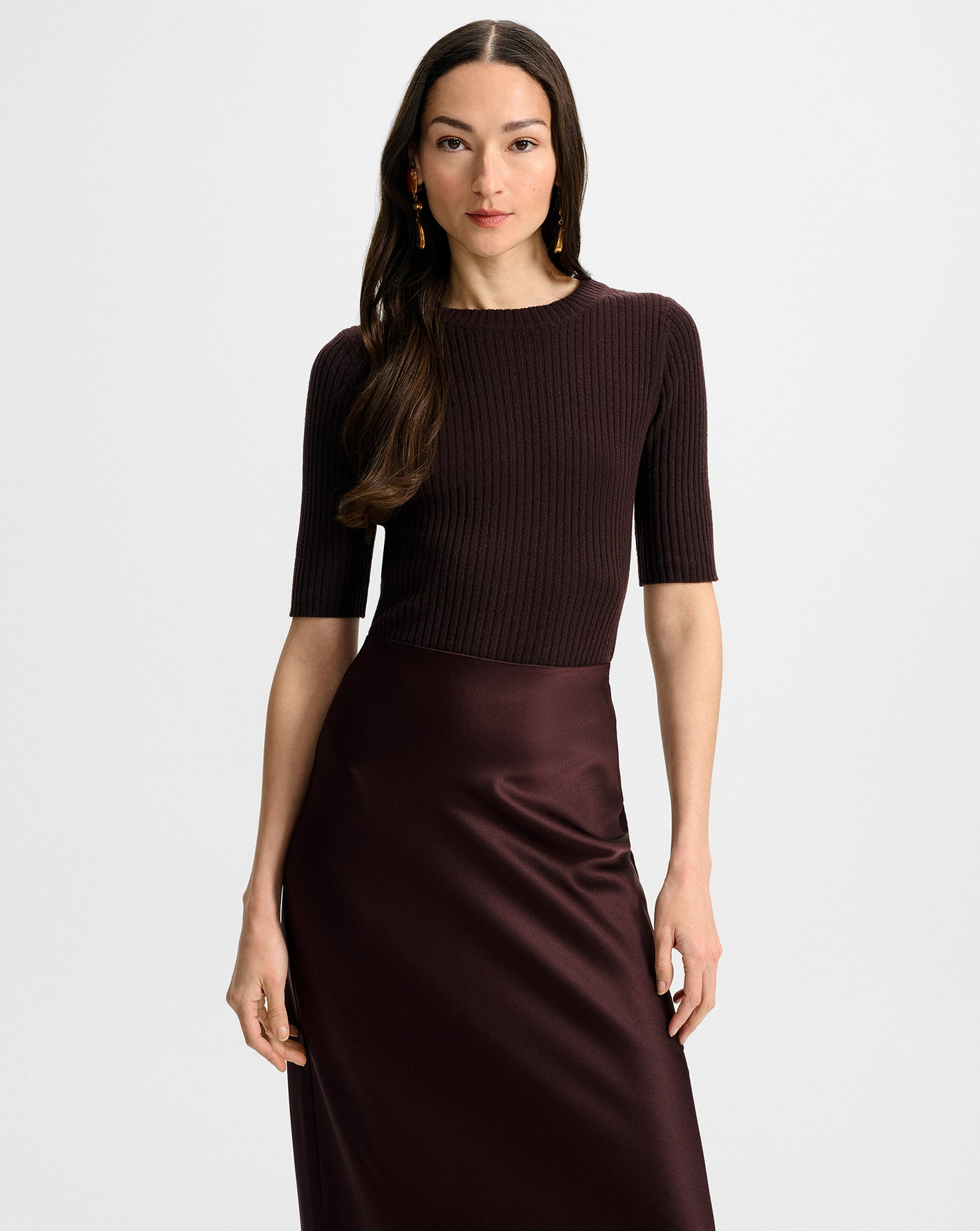 Veronica Beard Emil Cashmere Pullover in Dark Currant
