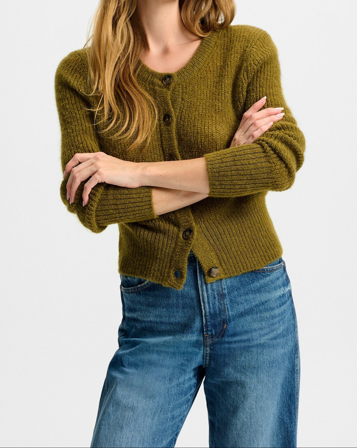 Veronica Beard Gilmour Mohair Cardigan in Moss