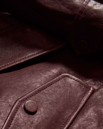 Veronica Beard Bateman Cropped Leather Jacket in Raisin