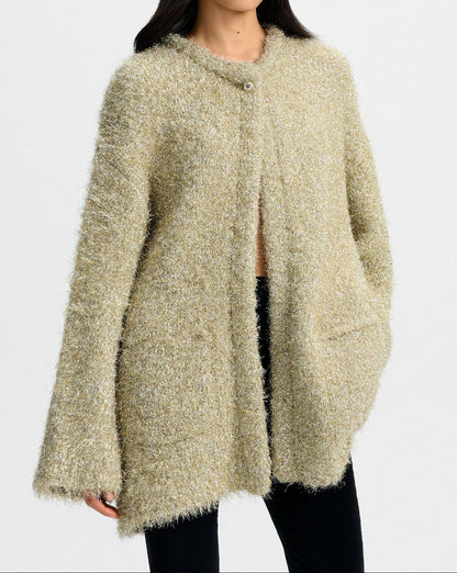 Veronica Beard Rozan Knit Jacket in Gold