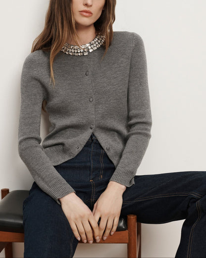 Veronica Beard Daro Embellished Cardigan in Dark Heather Grey