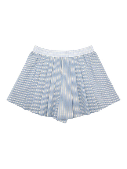 Sea Helmi Striped Shirting Pleat Short in Blue