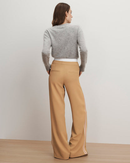 Veronica Beard Eugene Wide Leg Pant in Khaki