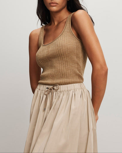 Veronica Beard Birke Merino Wool Tank Top in Dark Khaki