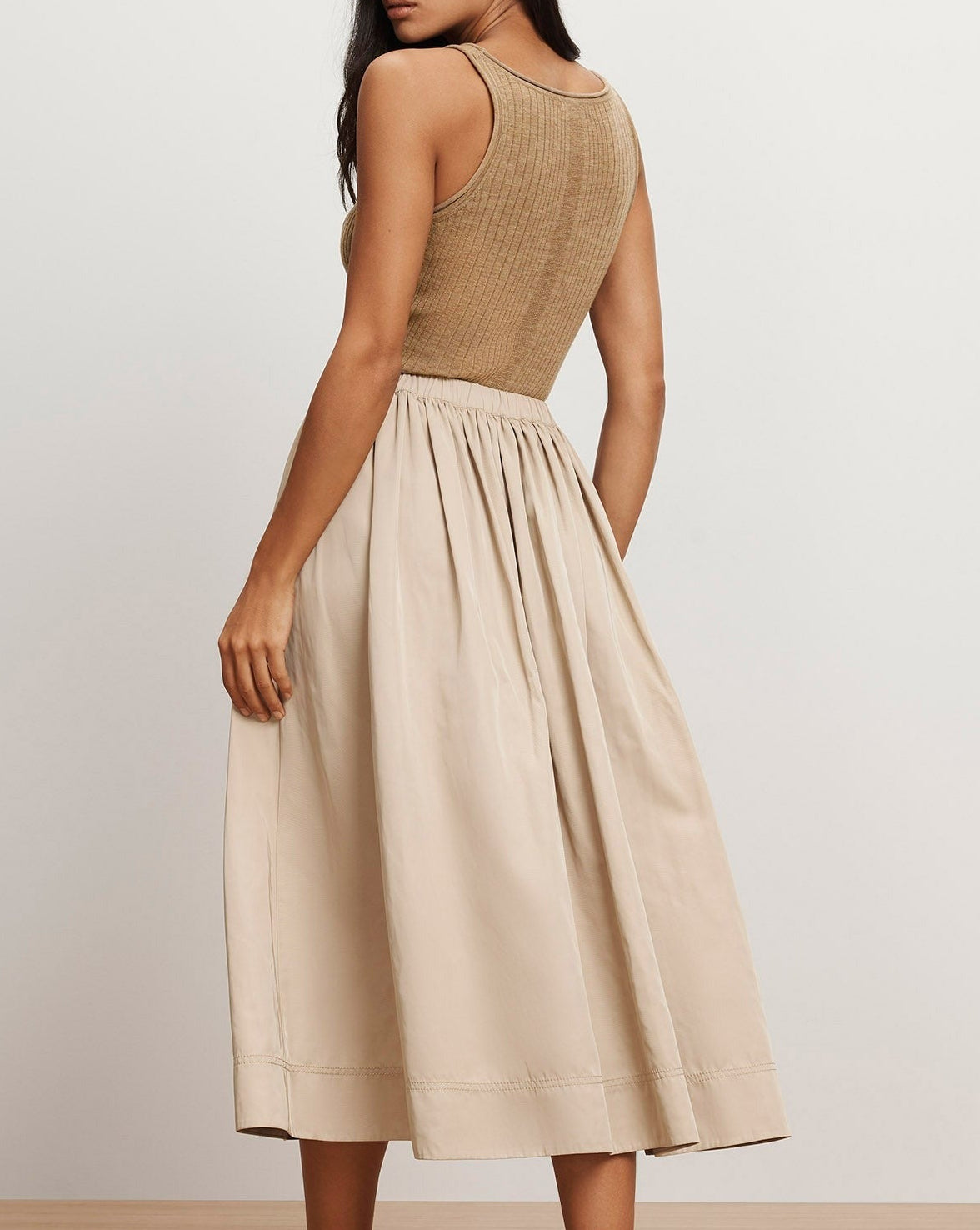Veronica Beard Birke Merino Wool Tank Top in Dark Khaki