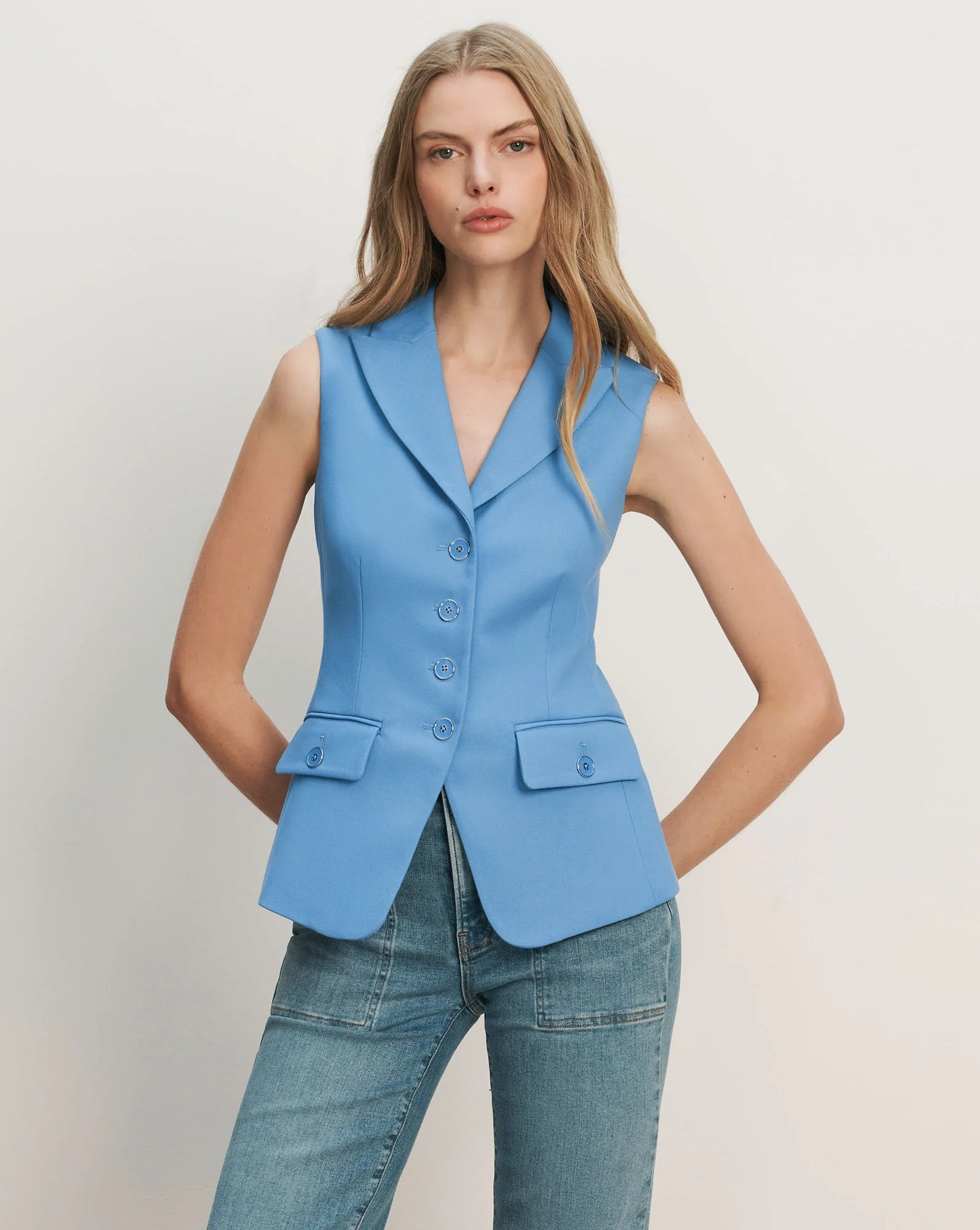 Veronica Beard Benny Vest in Blue Jasper