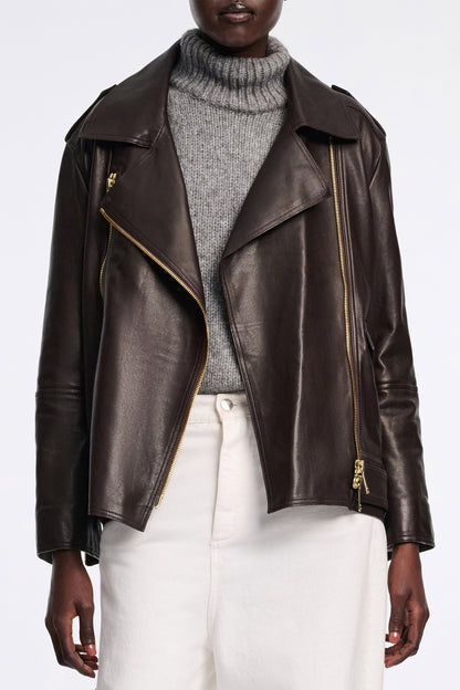 Dorothee Schumacher Biker Jacket in Black Chocolate
