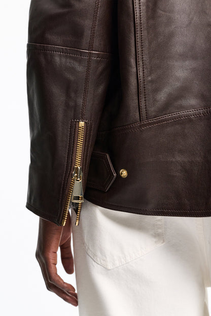 Dorothee Schumacher Biker Jacket in Black Chocolate