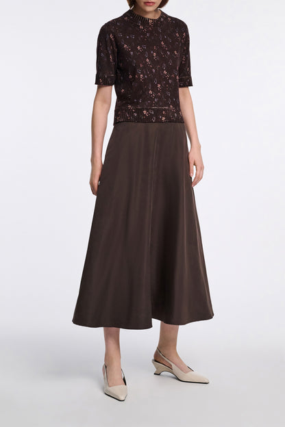 Dorothee Schumacher Sporty Elegance Skirt in Dark Chocolate
