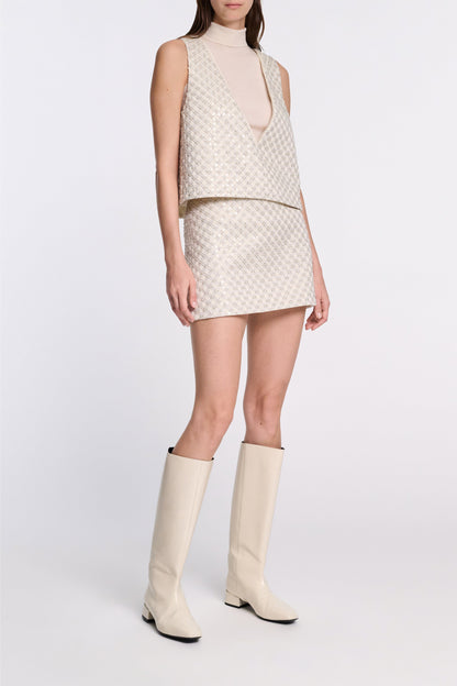 Dorothee Schumacher Sparkling Statement Skirt in Pearl